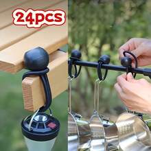 24 piezas Cuerdas/Ataduras Elásticas con Bola de Alta Resistencia - Resistentes a los Rayos UV y al Viento, Adecuadas para Lona, Tienda de Campaña, Sombrilla, Toldo | Ataduras de Sujeción Reutilizables para Todo Clima con Cabeza de Bola, para Asegurar al Aire Libre, Cubrir Lonas, Clips de Lona (Sin Necesidad de Desmontaje) - A - Ver 3