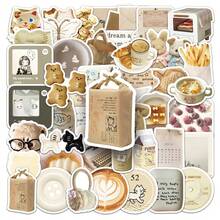 50pcs Oat Latte INS Style Cartoon Retro Exquisite Food Stickers For Scrapbook, Doodle, Notebook And Guka - Multicolor - View 2