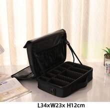 Large Capacity Professional Makeup Case, Can Be Hung On Suitcase, Multi-Functional Shoulder/Backpack Makeup Artist Cosmetic Storage Box, Beauty & Nail Care Organizer - Black - View 12
