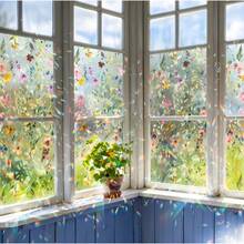Un autocollant de fenêtre à motif floral, un rouleau de film double face, haute transparence, adsorption électrostatique, adapté à la décoration intérieure et à la décoration de verre. - Multicolore - Voir 4