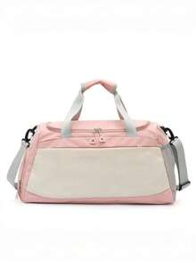 New Colorblock Fabric Travel Bag, Fashionable Patchwork Design Eye-Catching And Versatile, Lightweight Durable And Energetic. Large Capacity Space Can Easily Store Clothes, Shoes, Toiletries, Sports Equipment And Other Personal Items, Supports Hand-Carry, Shoulder, Crossbody Multiple Carrying Methods. Suitable For Fitness Sports, Short Trips, Weekend Outings, Business Trips, Campus Commuting And Other Multiple Scenarios. - Multicolor - View 13