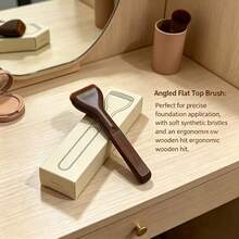 1pc High Quality Face Makeup Brush With Storage Box, Professional Foundation Brush, Curved Brush, Soft Bristles, Even Application, Premium Texture Makeup Brush, Travel Makeup Brush, Basic Makeup Brush, Gift For Women On Holidays - Coffee Brown - View 2
