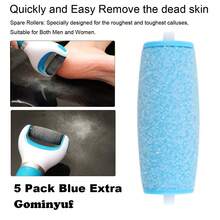5件組 Amop Pedi Perfect 電子腳磨砂器替換滾輪頭，包含加粗與一般粗度替換頭，適用於 Amop - 5 件藍色 - 查看 3