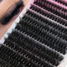 280 مجموعة رموش صناعية DIY، رموش فردية مجعدة ثلاثية الأبعاد كثيفة وناعمة، أطوال مختلطة من 8-16 مم، متينة ومقاومة للتلف، مناسبة للمبتدئين لمكياج الرموش المنزلي والتجميل اليومي - D - مشاهدة 6