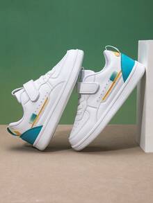 1 par de zapatillas blancas versátiles para niños, zapatos para niños y niñas, nuevo estilo para todas las estaciones, niños de tamaño medio a grande, alta estética, zapatos de skate, zapatos deportivos para la escuela primaria - Blanco - Ver 6