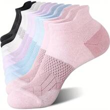 1/3/8/5 Pairs Women's Compression Socks - Arch Support Low-Cut Short Socks, Mesh Moisture-Wicking Breathable Sports Casual Socks, Multiple Colors Available (Pink/Blue/Purple/White/Black/Yellow/Green/Beige) - Durable For All Seasons, Suitable For Gym Use - Multicolor - View 2