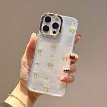 6pcs/Set Casing Ponsel Apple 16 Pro Max dengan Pelindung Charger, Casing Ponsel Lembut dengan Pita 3D, Kompatibel dengan iPhone 17/16/15/14/13/12/11, Casing Pelindung Modis + Pelindung Charger - Emas - View 5