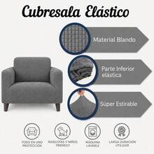 3-Piece Stretch Elastic Sofa Cover Set, Complete Living Room Set - Light Grey - View 3