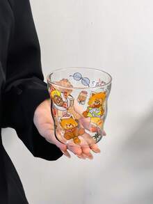 1個春季小/大號玻璃杯，韓系可愛Ins風高溫烘花手持玻璃杯，貓/狗/多色圖案，適合夏季冷萃、抹茶椰奶 - 彩色 - 查看 15