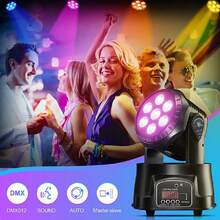 Party DJ Disco Light, Spotlight, Beam Light, Moving Head Light, 7x 8W, 360 Degree Rotation, RGBW DMX Remote Control, Voice Control, Suitable For Party, Home Gathering, Stage Performance, Nightclub, Wedding Venue, DJ, Bar Performance, Light Show - View 3
