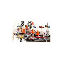 - 24 pajitas de plstico reutilizables con temtica de coche de carreras, 6 colores, 8 patrones, 2 cepillos de limpieza, perfectas para fiestas y uso diario - Carrera recta - Ver 4