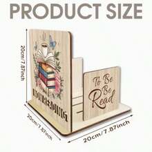 Wooden Bookends Coffee Floral Print Desktop Storage Rack Natural Wood Aesthetic Book Stand Compact Home Book Organizer Gift For Book Lovers - Champagne - View 7