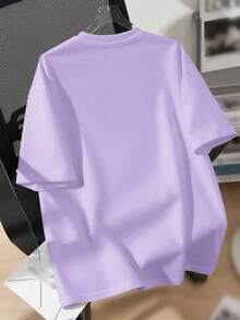 This Girls' Short-Sleeved Crewneck Pullover Features The Slogan "Apcurrily I Have An Attitude, Who Knows!". Comfortable, Stylish, And Versatile - Mauve Purple - View 2