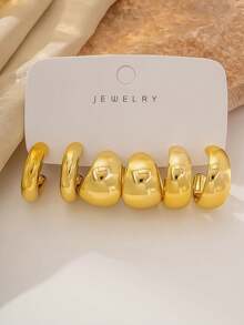 3-9 Paar modisches elegantes Blumen- und geometrisches Multi-Gold-Metall-Ohrring-Set, Damen-Mode-Ohrring-Set, für den täglichen Gebrauch, nicht verblassend, hypoallergenes vergoldetes Ohrring-Set - Gold - Übersicht 8
