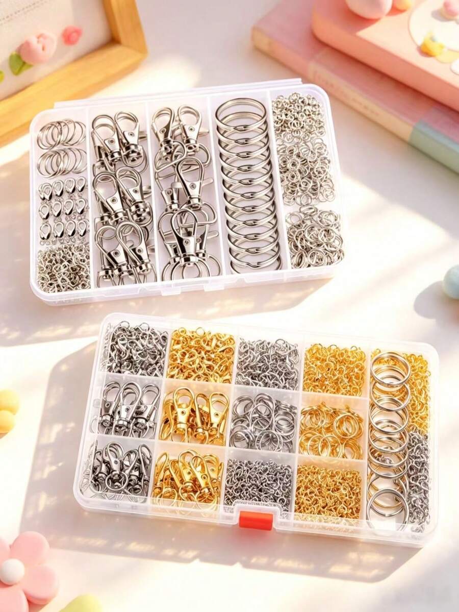 DIY 524pcs/990pcs Keychain Making Kit Keychain Craft Supplies Including Keychains, Hooks, Lobster Clasps, Key Rings And Jump Rings For Keychain Making - DIY Keychain Making Kit - View 1