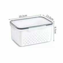 2pcs/3pcs/4pcs Refrigerator Food Storage Boxes With Lids And Removable Colander, Stackable Fruit And Vegetable Storage Containers, Transparent Fridge Organizer, Gray/Blue, Multiple Sizes S/M/L/XL - View 14