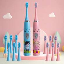 Electric Toothbrush, Includes 6 Replacement Brush Heads, Oral Care Cleaning, Easy Operation, One-Touch Start, No Charging Required, Portable For Business Trips And Travel, Suitable As A Gift For Family, Friends And Partners - Pink - View 5