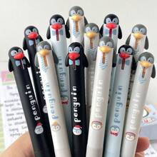 12件組趣味企鵝伸縮式凝膠筆（2支筆 + 10支替芯）– 黑色墨水，0.5mm筆尖，書寫順暢且快乾 – 適合學校、辦公室及禮品使用，返校季 - 套裝 - 查看 3