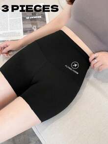 1件女款防走光安全短褲，薄款夏季風格，收腹設計，3/4長度鯊魚短褲，無縫設計，可作為外穿，適合瑜伽、騎行及內搭短褲，運動休閒風 - 黑色 - 查看 12