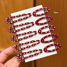 10 piezas de elegantes y lindos clips para el cabello con lunares rojos - Multicolor - Ver 11