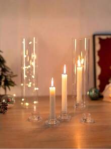 6pcs Transparent Short Conical Candle Holders, Suitable For Table Decor, Wedding, Party, Advent, Christmas And Home Decoration - Multicolor - View 4
