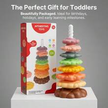 9pcs Large Stacking Blocks For Toddlers 18 Months+, Educational Toy To Practice Fine Motor Skills And Color Recognition - Multicolor - View 2