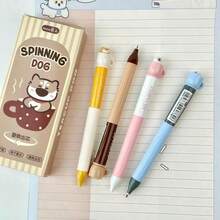 1pc/Set Cat Theme Twist Ballpoint Pen, 0.5mm Quick-Dry Black Ink, Stress-Relief Rotating Mechanism, Silicone Grip, Suitable For Office, School, Holiday, Back To School - A - View 7