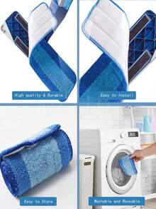 1pc/2pcs/4pcs Compatible With Bona Mop Replacement Heads, Flat Adhesive Fiber Cloth Blue Cleaning Cloth Accessories - Mop - View 7