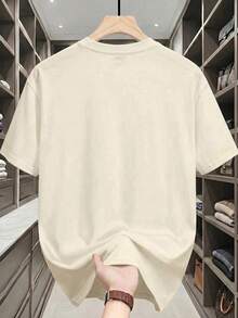 Men's Short-Sleeved T-Shirt With A Round Neck And Simple Design - 杏色 - 查看 3