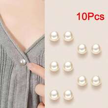 1/10pcs No-Sew Pearl Snap Buttons/Anti-Slip Shirt Brooch With Hidden Snap/Adjustable Detachable Women's Snap Fasteners - Multicolor - View 11