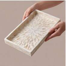 OBOVAY Rectangular Handmade Full-Shell Waterproof Easy-To-Clean Durable Heat-Resistant Decorative Luxury Tray, Suitable For Cakes, Desserts, Bread, Coffee, Fruit, Keys, Perfume, Jewelry, Earrings, Restaurant, Bathroom, Room, Home, Office, Hotel, Gift - Multicolor - View 2