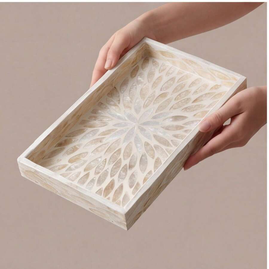 OBOVAY Rectangular Handmade Full-Shell Waterproof Easy-To-Clean Durable Heat-Resistant Decorative Luxury Tray, Suitable For Cakes, Desserts, Bread, Coffee, Fruit, Keys, Perfume, Jewelry, Earrings, Restaurant, Bathroom, Room, Home, Office, Hotel, Gift