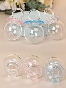 1/12pcs Creative Pacifier Shaped Candy Jars, Baby Shower Mini Pacifier Bottle Boxes, With Lid Candy Containers, Small Item Storage Boxes, Gift Storage Containers, Candy, Cake, Chocolate Display, Suitable For Home, Wedding, Baby Shower, Valentine's Day, Easter, Thanksgiving - Nipple - View 6