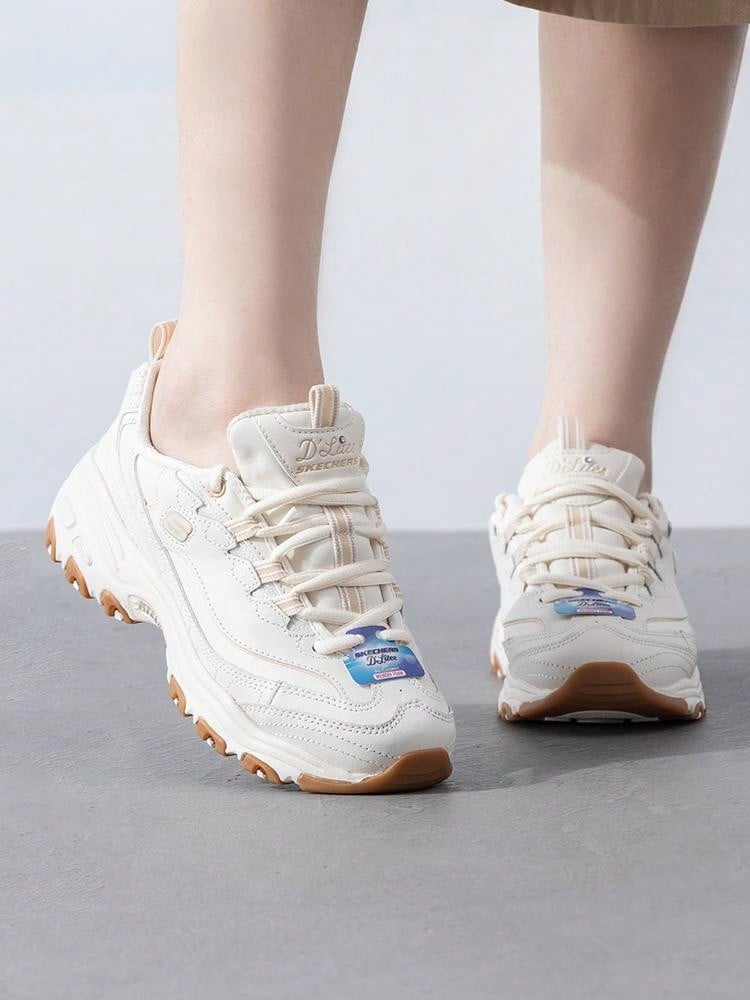 Skechers Women's Casual Shoes D'LITES Series Fashion Lace-Up Sneakers Milk White Thick Sole Casual Shoes Daily Comfortable Casual Sports Shoes 149807-OFWT - Milky - View 1