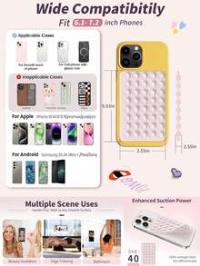 1pc/2pcs Silicone Phone Stand Suction Cup Phone Holder Phone Accessories Octobuddy Sticky Phone Grip Suction Phone Case Double-Sided 40-Piece Waterproof Adhesive Base For Most Phones, Selfie Video Universal Finger Holder, Detachable, Waterproof, 360° Rotating For Various Smooth Walls, Not Suitable For Rough Walls, Compatible With All Phones And Tablets Including Android Phones, Birthday Gift, Phone Stand For Family And Friends, Phone Accessories - Multicolor - View 3