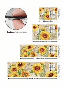 1pc Rubber Kitchen Mat, Vintage Style Modern Sunflower Theme Kitchen Rug, Suitable For Sink Area, Standing, Kitchen Decor - Multicolor - View 6