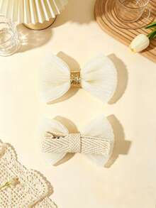 10pcs Multicolor Hair Clips, Organza Candy Color Cinched Waist Bow Design, Skin-Friendly Non-Snagging Fabric Covered Clips, Suitable For All Seasons, Daily Home Casual, Holiday Party Celebration Gift, Fashionable Mom And Baby Essential, Cute Baby Photo Prop - Multicolor - View 6
