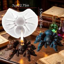 1個蜘蛛形狀矽膠模具，適用於蠟燭樹脂鑄造和手工皂製作 - 3D設計，相容於蠟燭、哥德式手工藝、萬聖節裝飾和主題裝飾 - 細膩紋理，易脫模，適合初學者，適用於手工皂、蠟燭、樹脂手工藝製作 - 蜘蛛形狀模具 - 查看 6