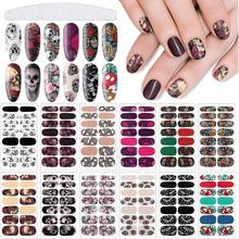 168 Piezas De Calavera De Halloween De Envoltura Completa Pegatinas De Uas Gtico Tiras De Esmalte De Uas Pegatinas Autoadhesivas Envolturas Completas Con Lima De Uas P - Surtidos - Ver 1