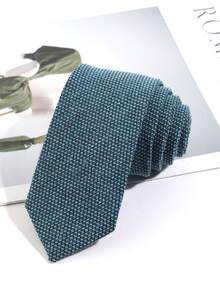 1pc Men's Houndstooth Textured Tie, Classic Tweed Woven Style, Suitable For Business, Wedding And Various Formal Occasions, Available In Blue, Grey And Red - Multicolor - View 2