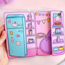 Interactive Paper Doll Quiet Book DIY Busy Book With Doll And Cat Scene, Dress-Up Role Play Activity Book, Early Education Educational Toy, Portable And Reusable Adhesive - 彩色 - 查看 9