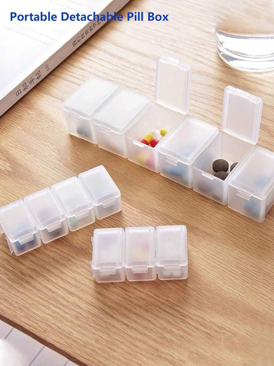 10pcs Detachable Plastic Pill Boxes, Transparent Daily Pill Organizer, Multi-Compartment Design, Suitable For Pills, Vitamins, Jewelry And Travel Storage (Home/Office Use) - Multicolor - View 1