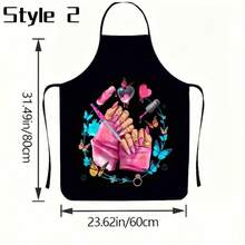Adjustable Personalized Nail Art Pattern Apron, Suitable For Nail Technicians, Nail Salon Workers, Baking Enthusiasts, Housewives, Home Kitchen, Nail Salon Uniform, Perfect Gift For Nail Art Lovers - Multicolor - View 17