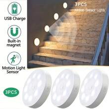 1/3/6PCS 8LED Wireless Sensor Night Light, USB Charging Intelligent Sensing Wall Light, With On/Off Function, Very Suitable For Lighting In Kitchens, Bedrooms, Living Rooms, Stairs, Corridors, Bathrooms, Dormitories And Other Places - Multicolor - View 2