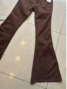 Women's Flare Jeans With Elastane Fabric - Marrom com cinto - 查看 5