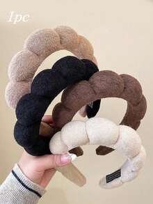 1pc SPA Facial Headband, Made Of Soft Absorbent Terry Cloth With Fluffy Bubble Texture. Suitable For Skincare, Makeup Removal And Bathing, Perfect Bathroom Accessory For Girls. Skincare Headband/Headband/ - Multicolor - View 2