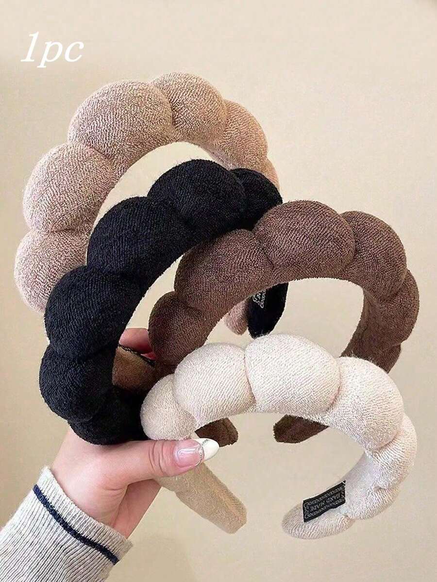 1pc SPA Facial Headband, Made Of Soft Absorbent Terry Cloth With Fluffy Bubble Texture. Suitable For Skincare, Makeup Removal And Bathing, Perfect Bathroom Accessory For Girls. Skincare Headband/Headband/