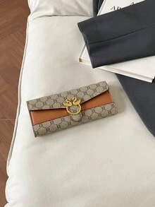 復古設計女款錢包，優雅晚宴包，適合節日禮物 - 灰色 - 查看 5