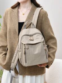 Daily Backpack | Travel Aesthetic Panoramic Multi-Pocket Storage System * Wide Strap Comfortable Design, Unlock Absolute Visual Gear Set For Daily, Commuting And Short Trips. The Entire Series Comes With Adjustable Wide Strap/Mesh Back Straps/Top Handle/Dual Handles - Multicolor - View 9