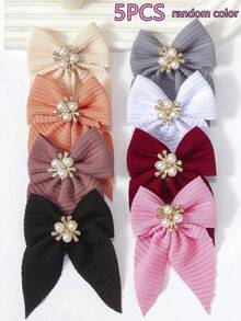 5/10/852PCS Macaron Color Cute Gentle Girl Hair Accessory Set, Includes Pearl Large Bow Hair Clips, High Elasticity Seamless Hair Ties, Flower Claw Clips, Rabbit Ear Hair Ties, Disposable Small Rubber Bands, Suitable For Girls Outings, Performances, Daily Use - Multicolor - View 11